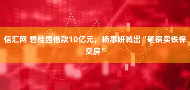 信汇网 碧桂园借款10亿元，杨惠妍喊出“砸锅卖铁保交房”
